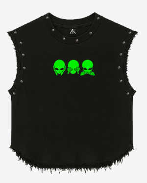Make Stuff Even If It's Bad Graphic Studded Black Vest