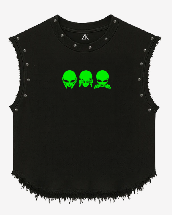 Make Stuff Even If It's Bad Graphic Studded Black Vest