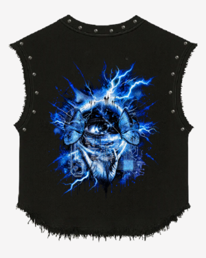 Feel Like Shit Skull Graphic Studded Vest