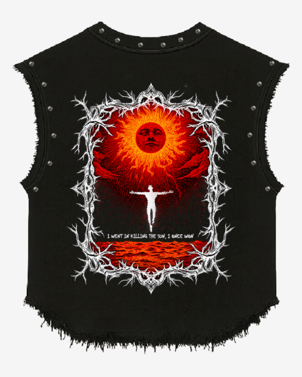 Killing the Sun Gothic Graphic Studded Vest