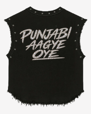 Aura Punjabi Aagye Oye Studded Black Vest