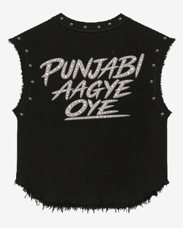 Aura Punjabi Aagye Oye Studded Black Vest
