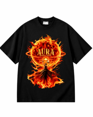 z aura World Tour Oversized Black T-Shirt Diljit Dosanjh