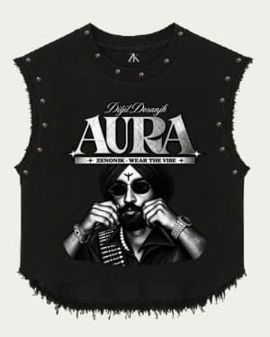 Diljit Dosanjh Aura Graphic Studded Black Vest