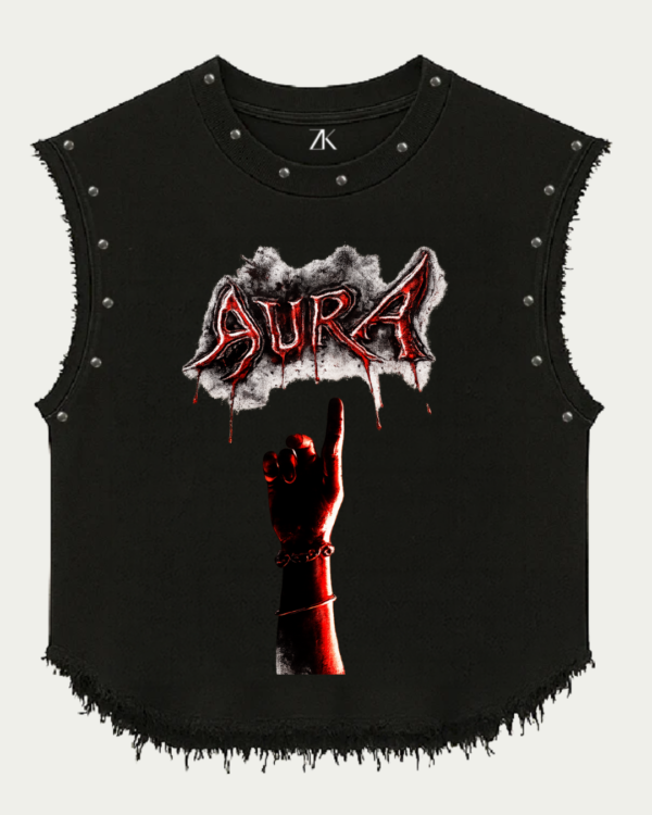 Diljit Dosanjh Aura Red Graphic Studded Black Vest