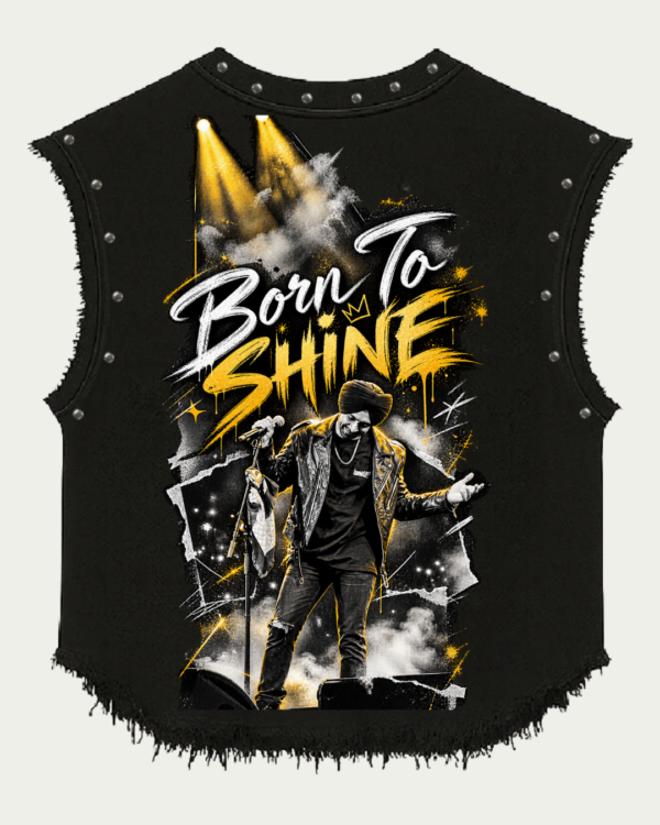 Z Born to Shine Graphic Studded Black Vest