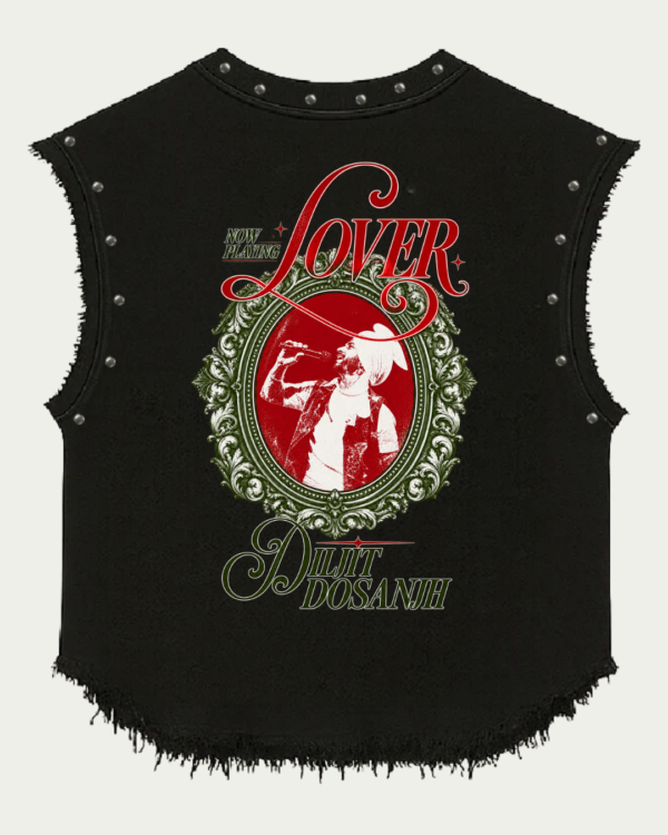 Diljit Dosanjh Lover Graphic Studded Black Vest