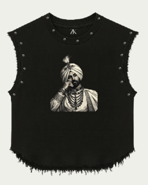 Diljit Dosanjh Royal Portrait Studded Black Vest