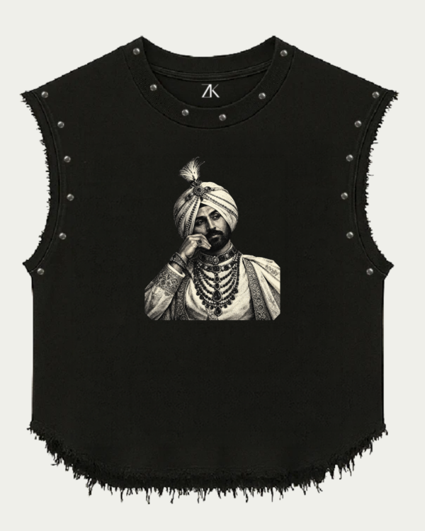 Diljit Dosanjh Royal Portrait Studded Black Vest
