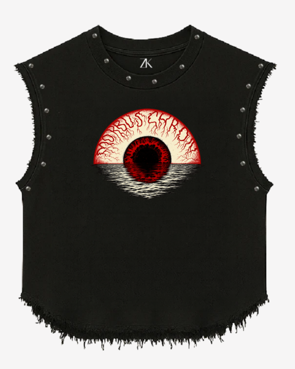 Stonewashed Studded Psychedelic Vest