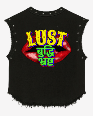 Stonewashed Studded Hustle Graphic Vest