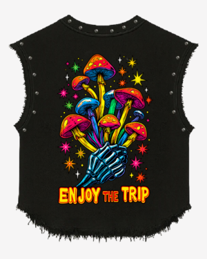 Stonewashed Studded Enjoy The Trip Vest