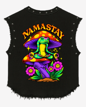 Stonewashed Studded Namastay Mushroom Vest