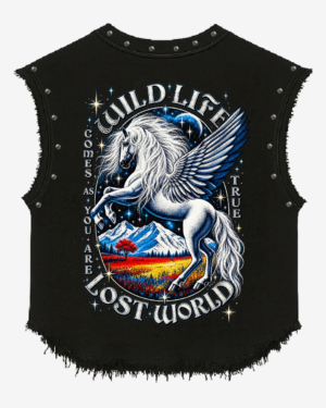 Stonewashed Studded Wild Unicorn Vest