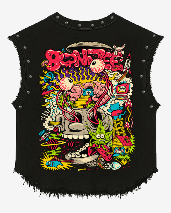 Brain Rot Psychedelic Graphic Studded Vest