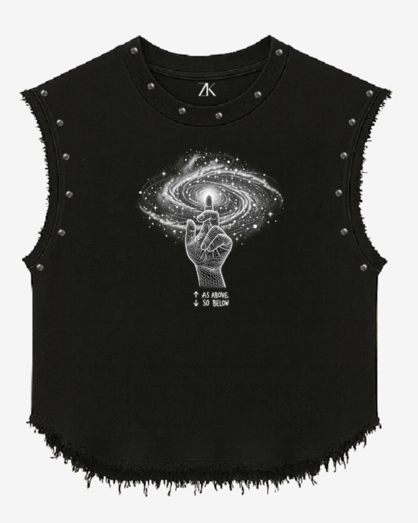 Guzalnhy Neon Tribal Graphic Studded Black Vest