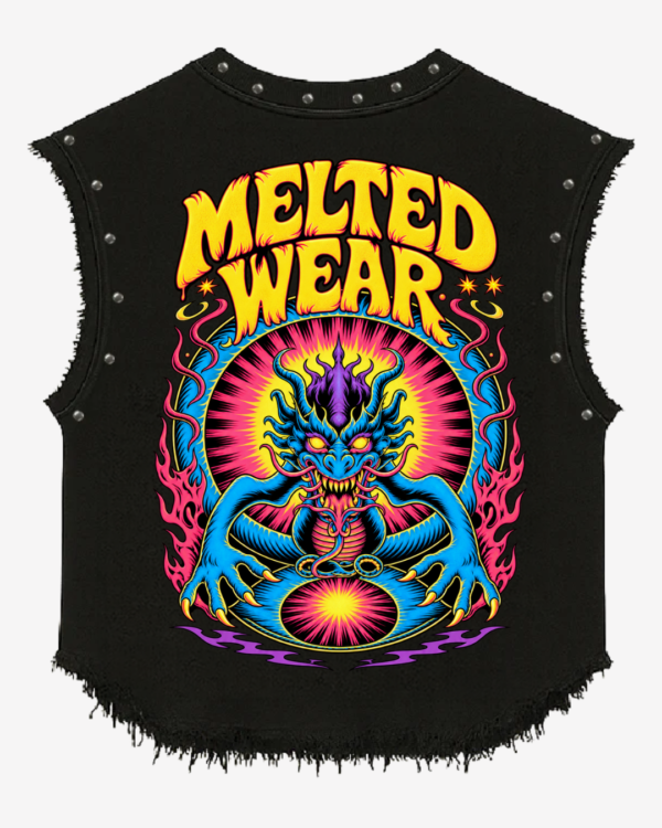 Melted Wear Dragon Graphic Studded Vest