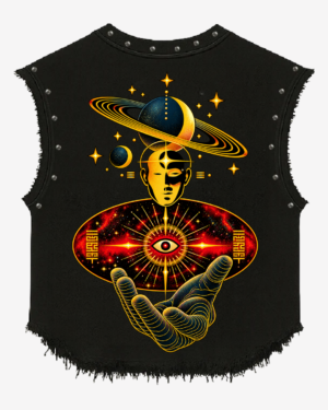 Cosmic Eye Celestial Graphic Studded Vest