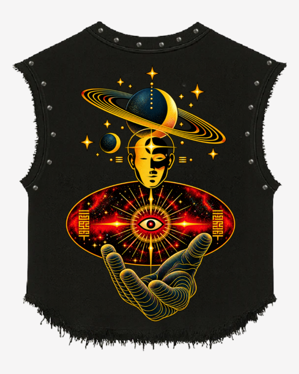 Cosmic Eye Celestial Graphic Studded Vest