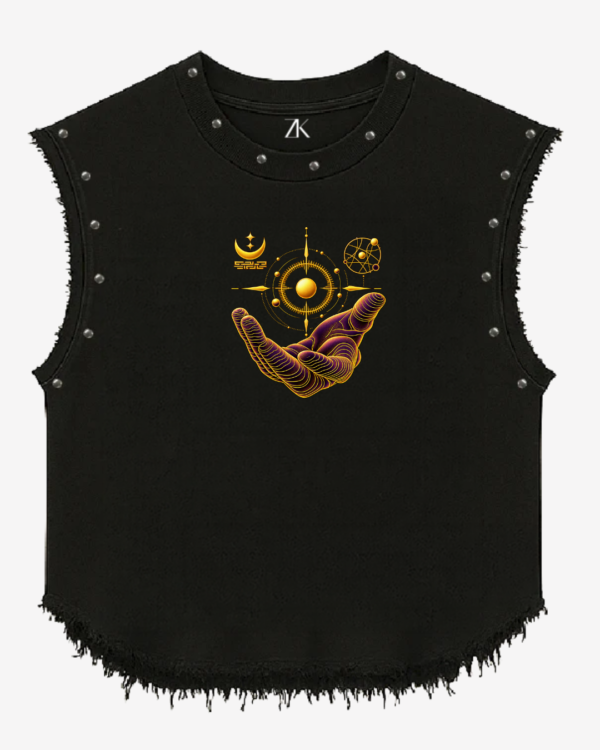 Cosmic Eye Celestial Graphic Studded Vest