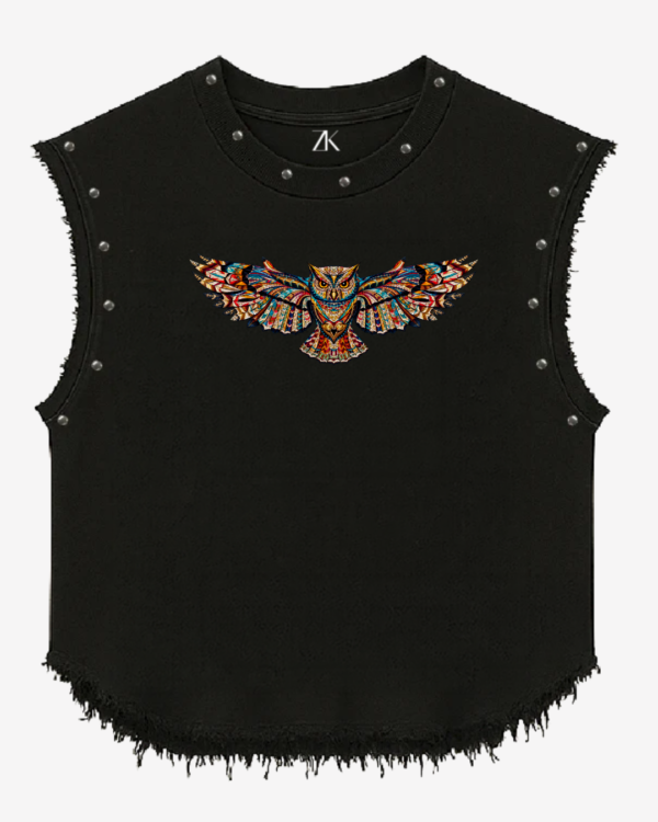 Cosmic Neural Network Graphic Studded Black Vest