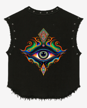 Stonewashed Studded Graphic Vest