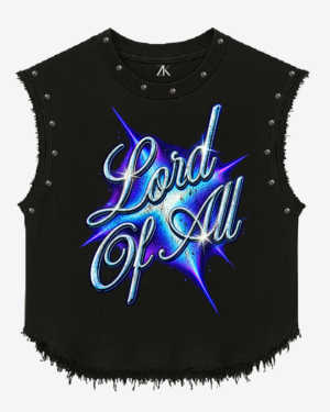 Lord of All Blue Chrome Graphic Black Vest