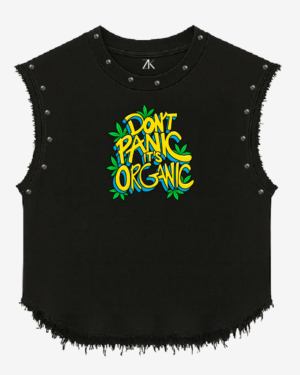 Don't Panic It's Organic Graphic Studded Black Vest