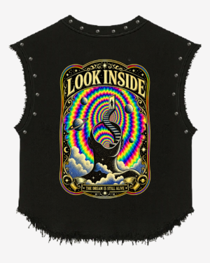 Stonewashed Studded Mind Psychedelic Vest