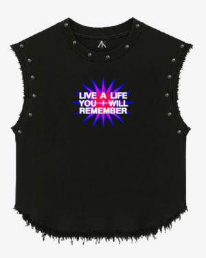 Stonewashed Studded Enjoy The Trip Vest