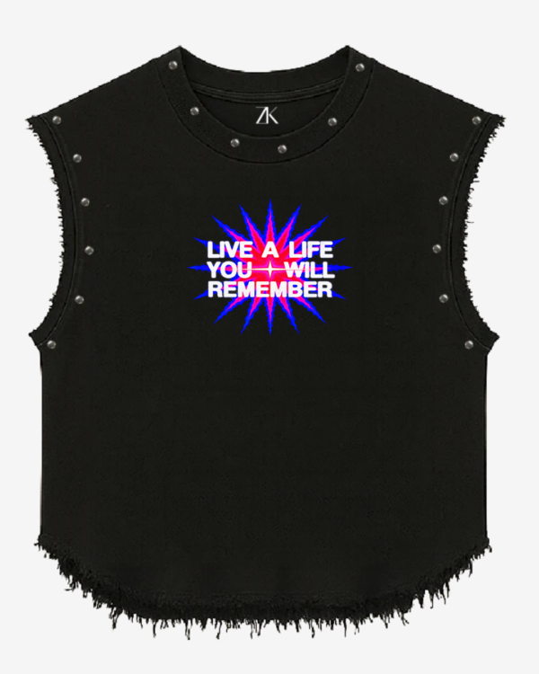 Stonewashed Studded Enjoy The Trip Vest