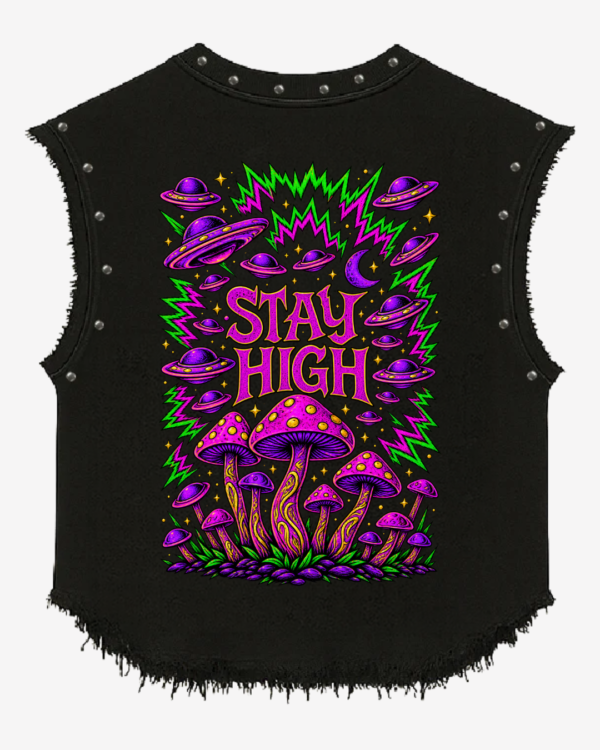 Stonewashed Studded Stay High Vest